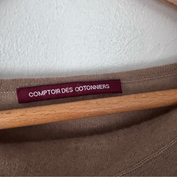 Comptoir Des Cotonniers flawed 100% cashmere sweater tan Size Small - Picture 5 of 11